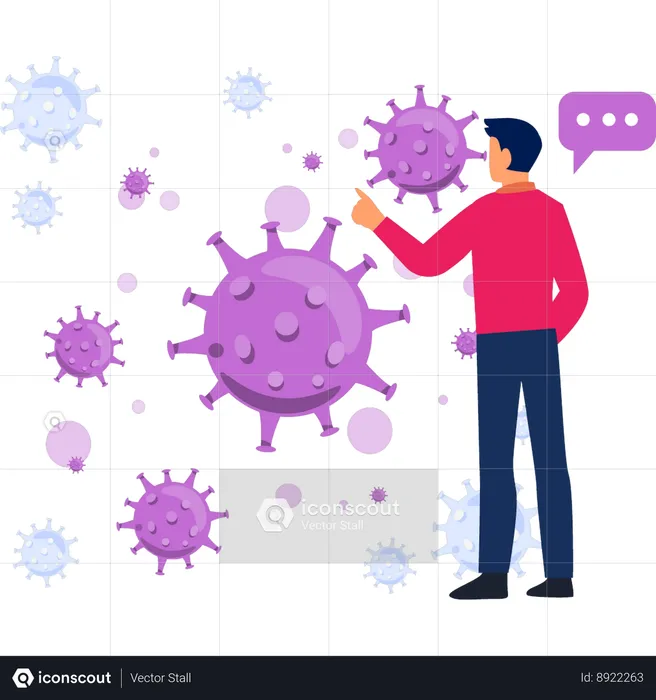 Boy is pointing at the viral germs  Illustration