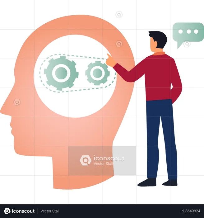 Boy is pointing to a creative mind  Illustration