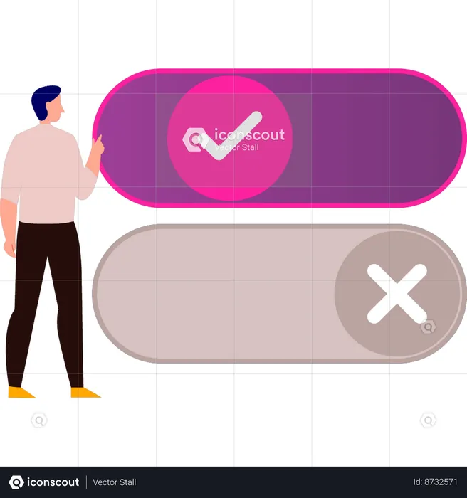 Boy is pointing to the sliders option  Illustration
