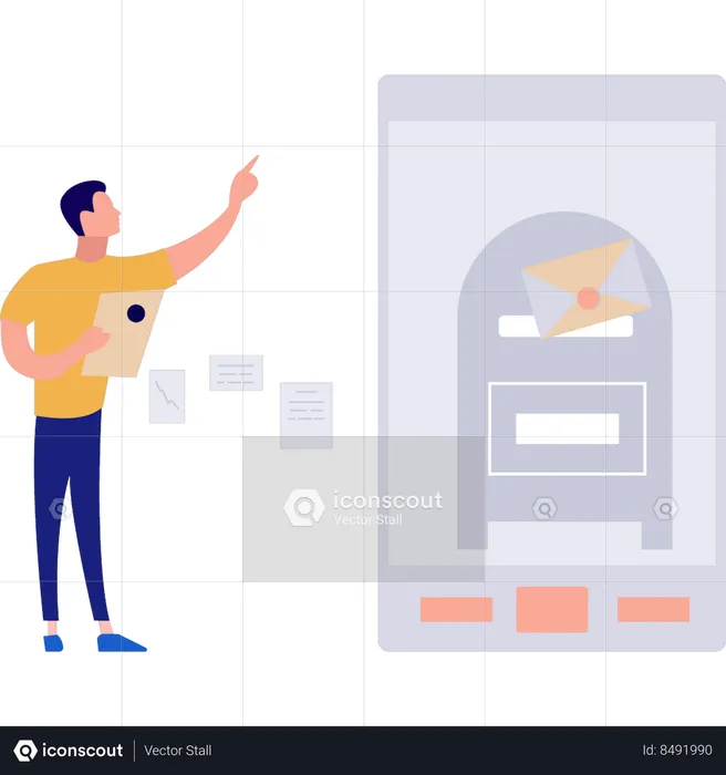Boy is posting mail in a mailbox  Illustration