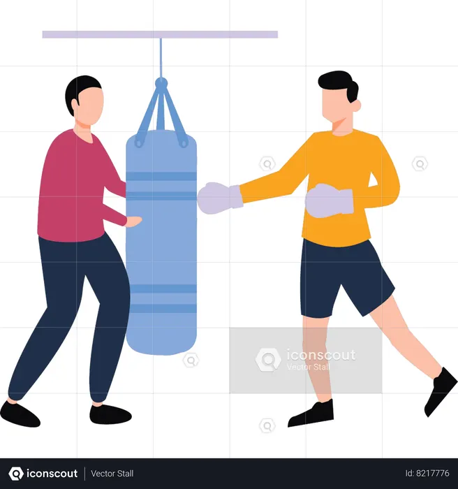 Boy is practicing boxing  Illustration