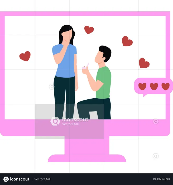 Boy is proposing to a girl  Illustration