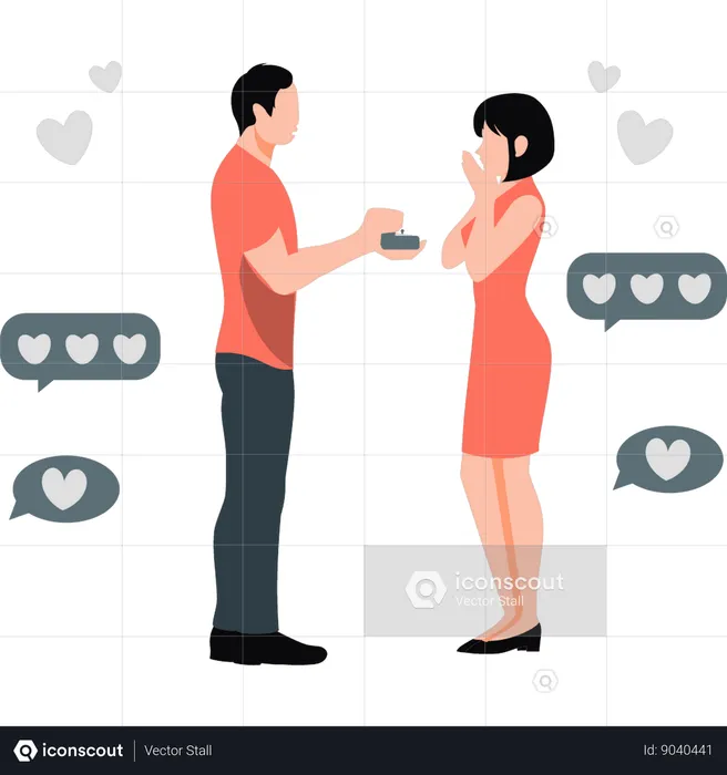 Boy is proposing to girl  Illustration