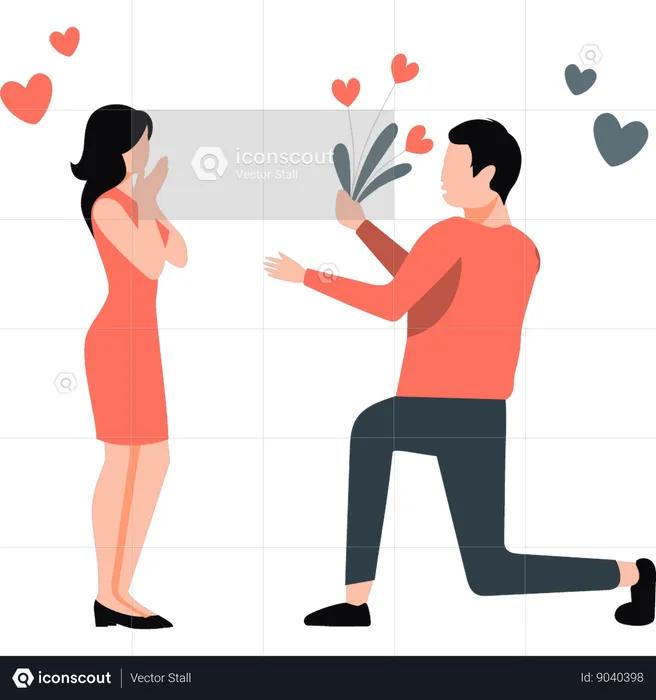 Boy is proposing to his girl  Illustration