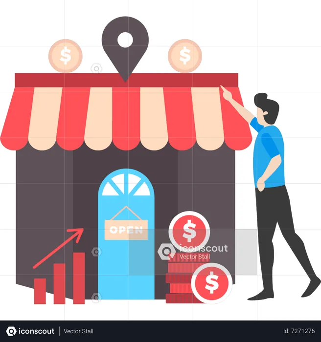 Boy is running a small business  Illustration