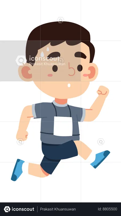 Boy is running fast to win competition  Illustration