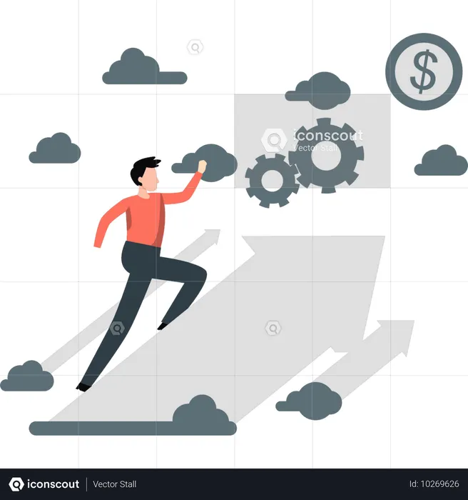 Boy is running to develop the business  Illustration