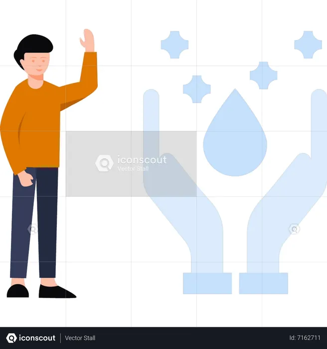Boy is saving water for the environment  Illustration