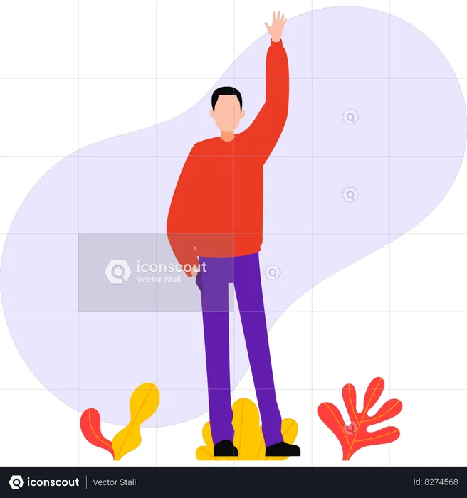 Boy is saying hello to everyone  Illustration