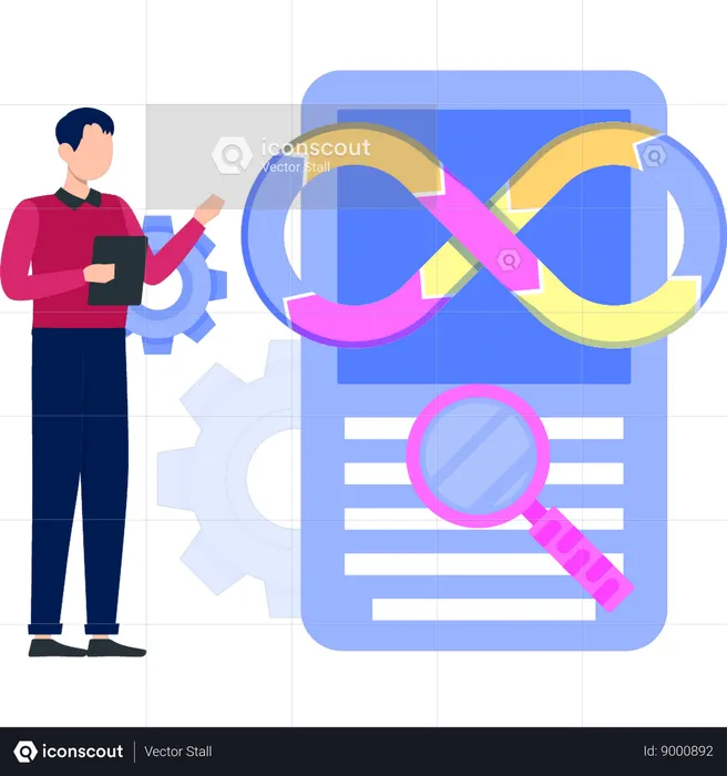 Boy is searching application for testing  Illustration