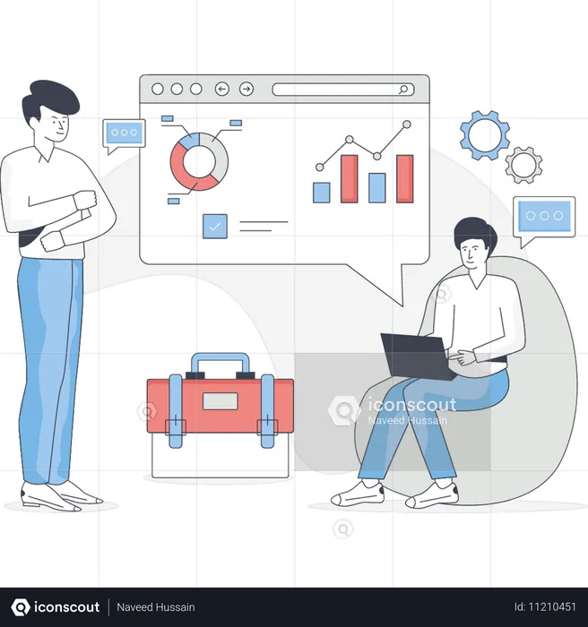 Boy is setting business graph  Illustration