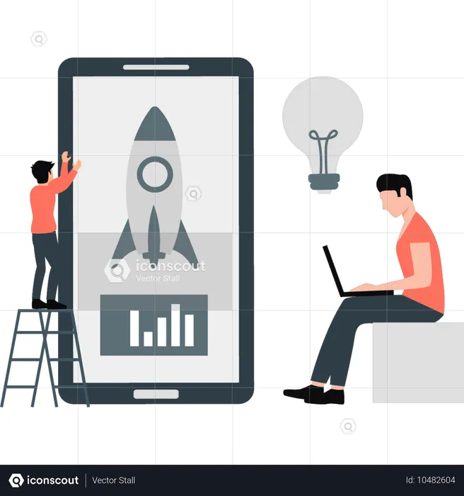 Boy is setting new business project  Illustration