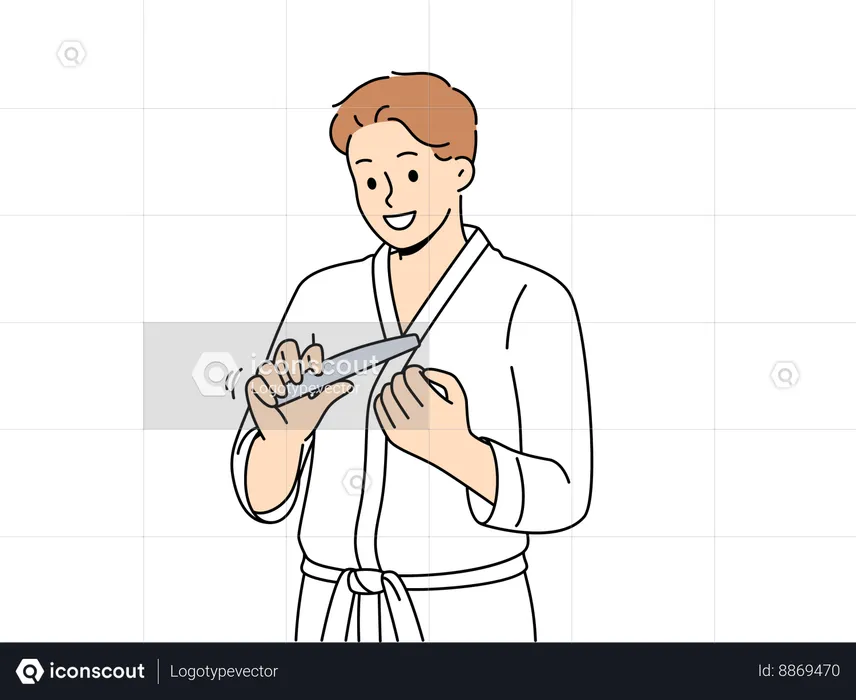 Boy is shaping his nails  Illustration