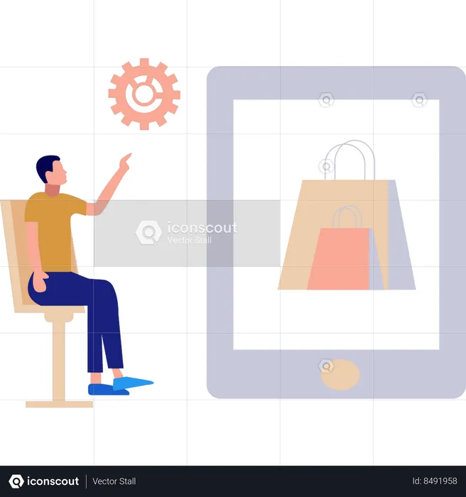 Boy is shopping online  Illustration