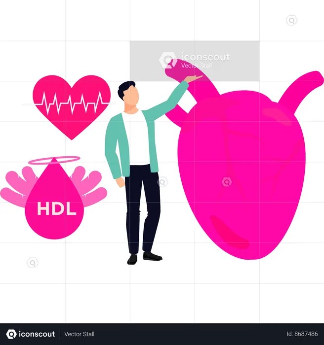 Boy is showing cardiology care  Illustration