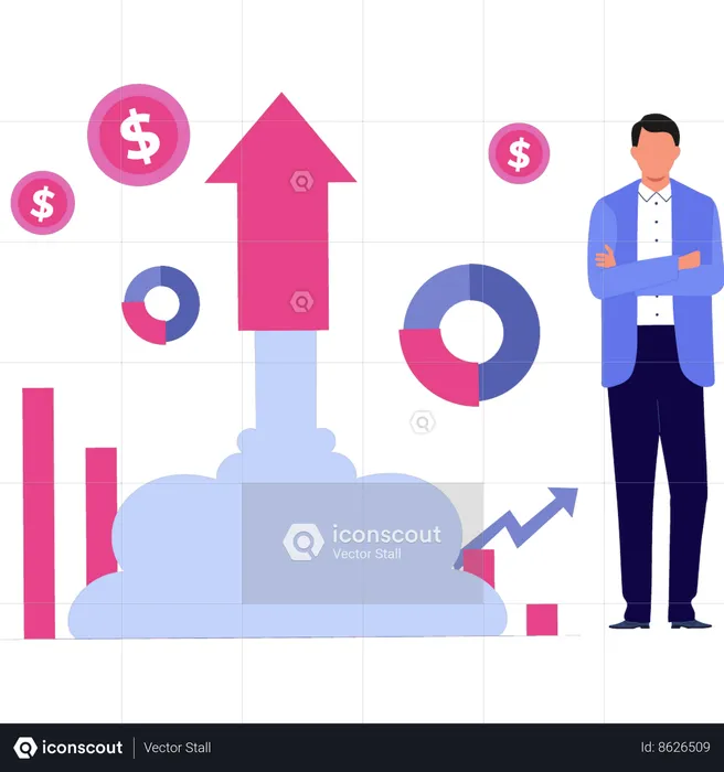 Boy is showing cash stock  Illustration