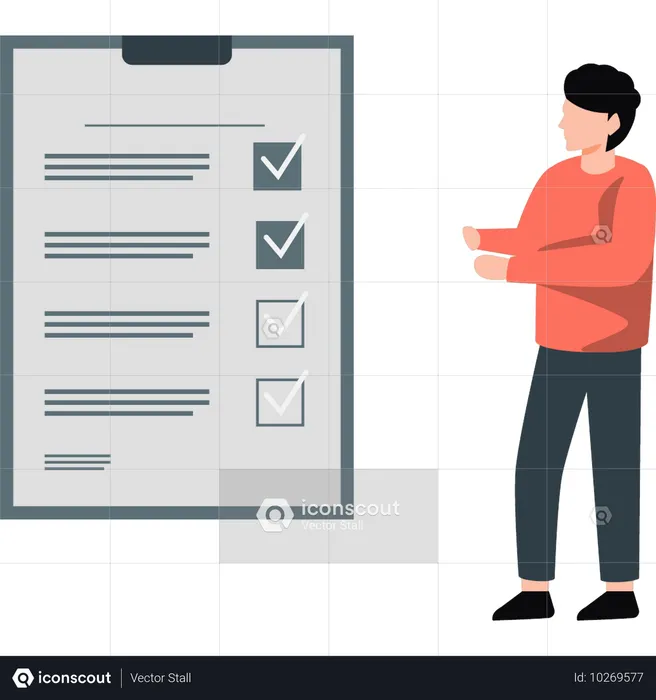 Boy is showing checklist  Illustration