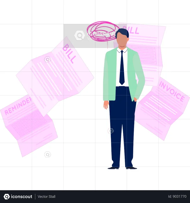 Businessman showing different invoice billing  Illustration