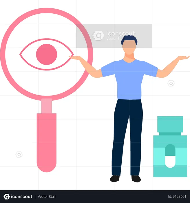 Boy is showing eyes lens  Illustration