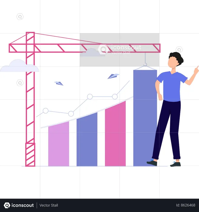 Boy is showing finance graph  Illustration