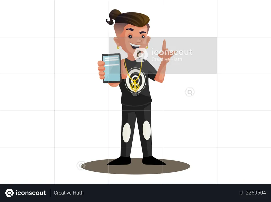 Boy is showing mobile phone  Illustration