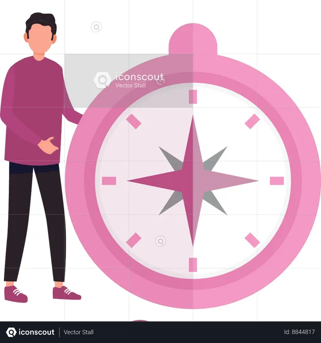 Boy is showing the compass  Illustration