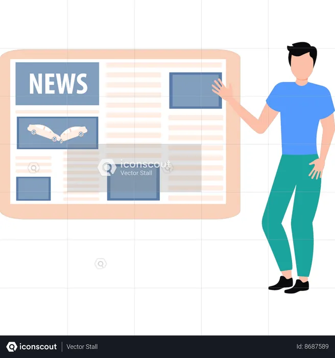 Boy is showing the news  Illustration