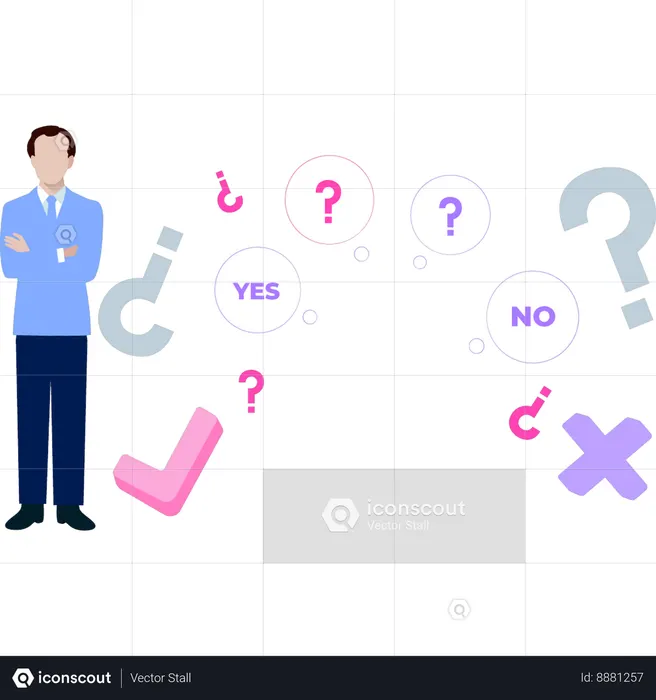 Boy is showing various aspects of FAQ's  Illustration
