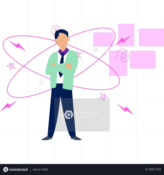 Businessman standing with decision fatigue  Illustration