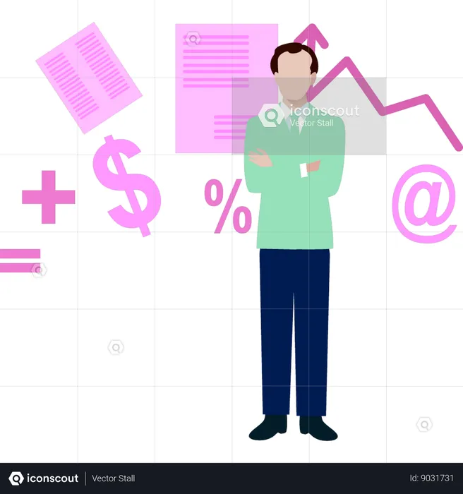 Businessman standing and looking buisness analysis  Illustration