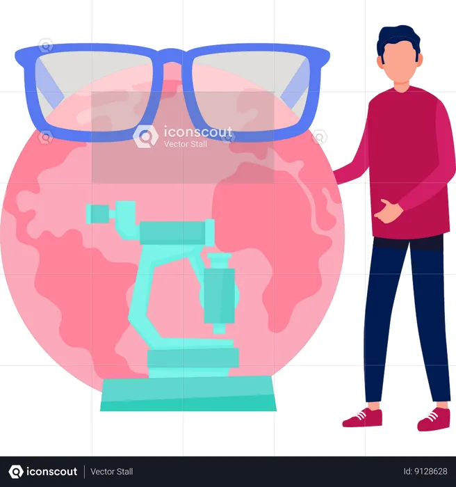 Boy is talking about optical glasses  Illustration