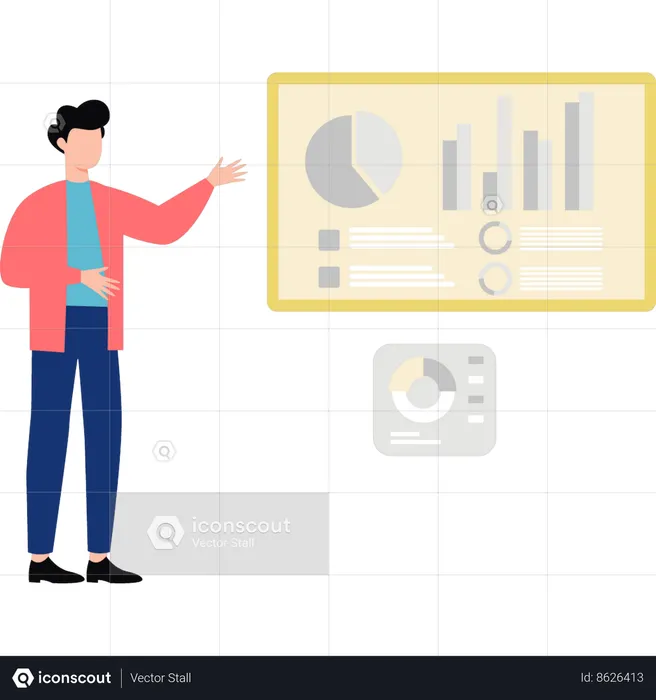 Boy is talking about the report business  Illustration