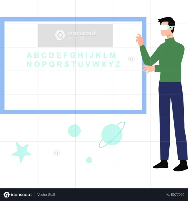 Boy is teaching while wearing VR glasses  Illustration
