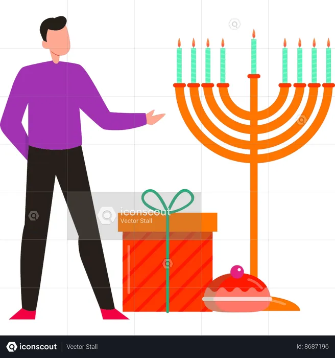 Boy is telling about rosh hashanah festival  Illustration