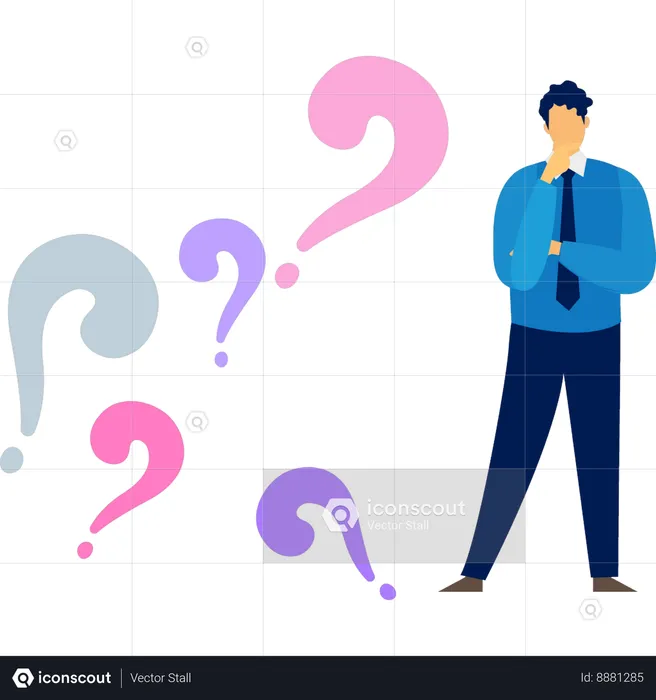 Boy is thinking about question  Illustration