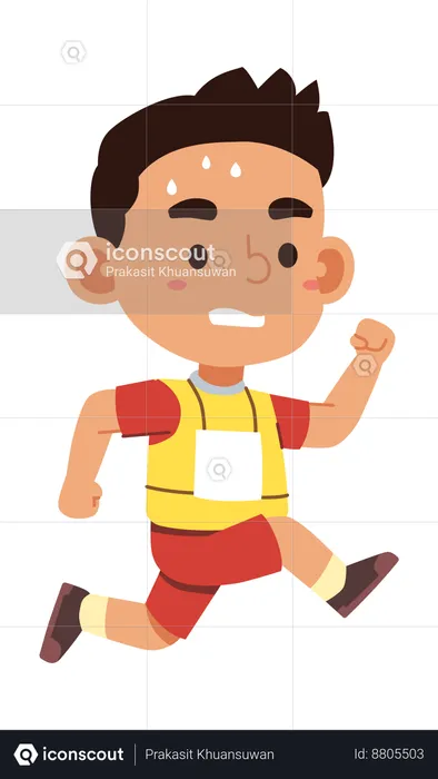 Boy is tired after running very fast  Illustration