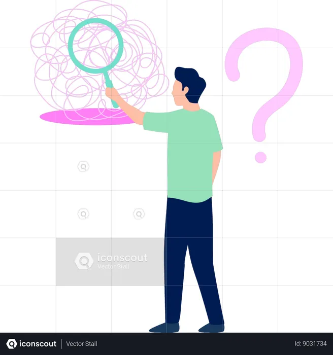 Guy trying to solve business questions  Illustration
