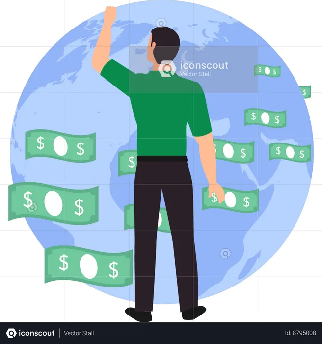 Boy is watching the donation around the world  Illustration