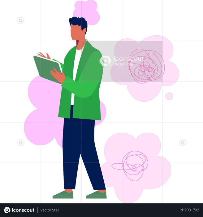 Businessman working on brain storming  Illustration