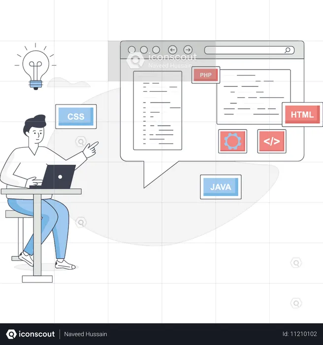 Boy is working on java coding  Illustration