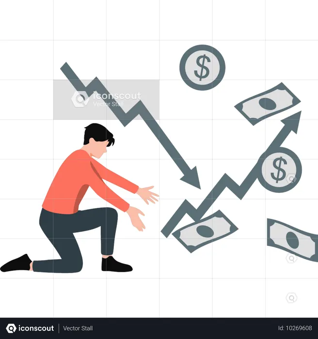 Boy is worried about the loss of business  Illustration