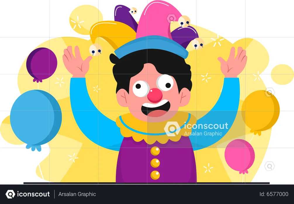 Boy jester with funny expression  Illustration