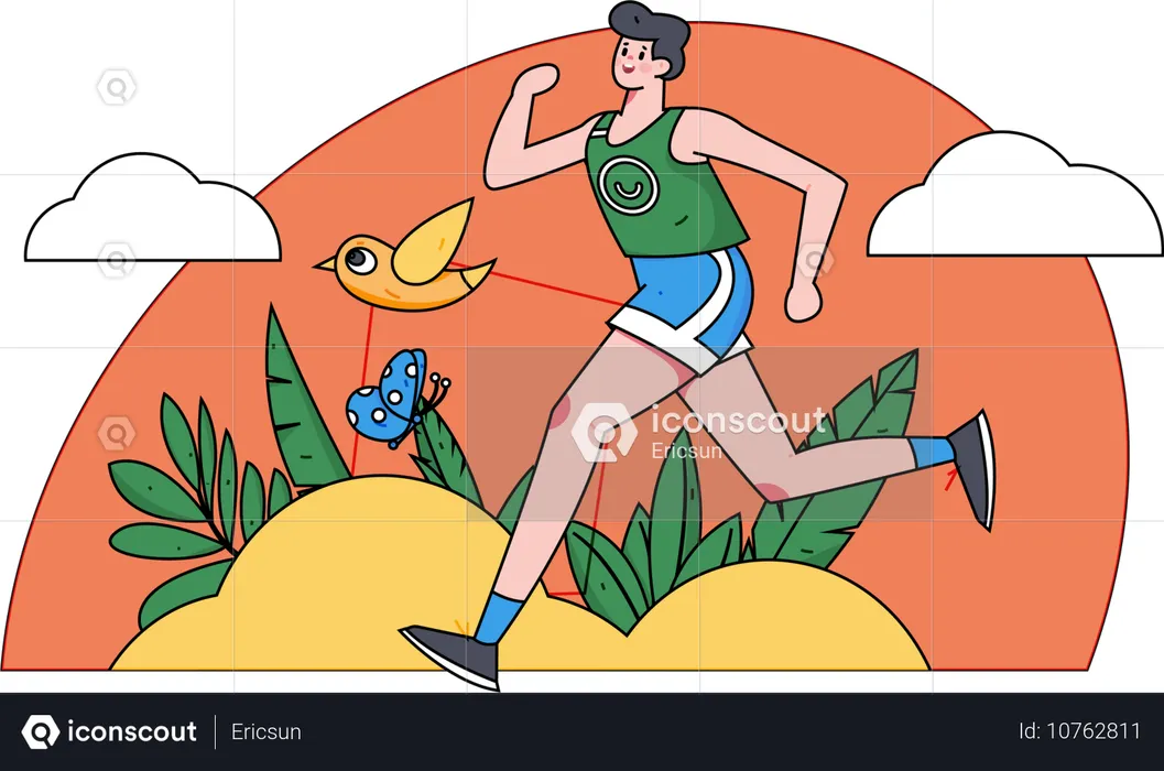 Boy jogging in park  Illustration