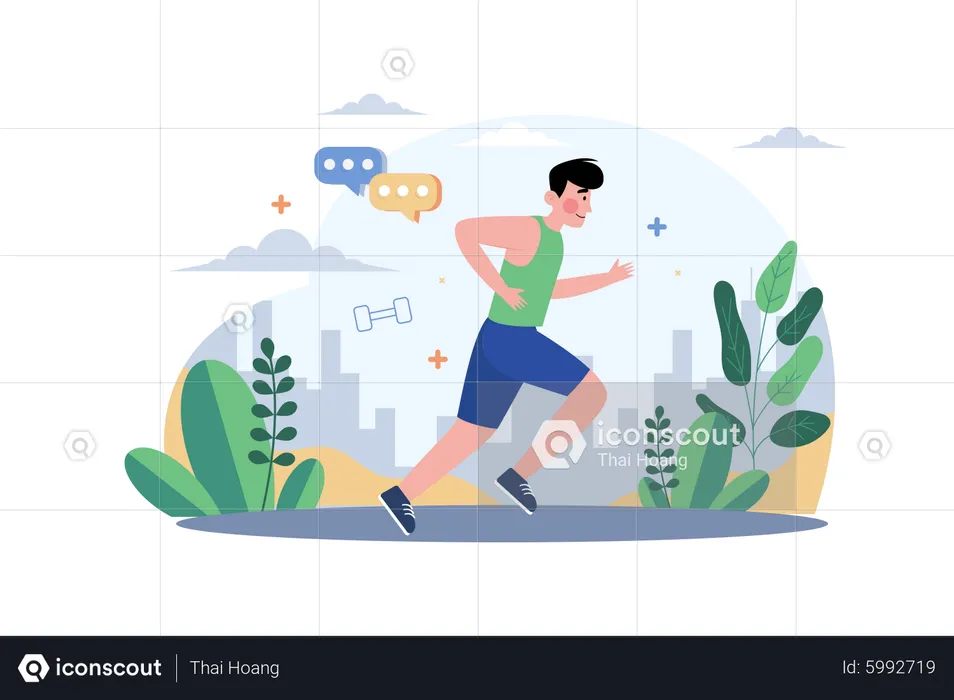 Boy Jogging In The Park  Illustration