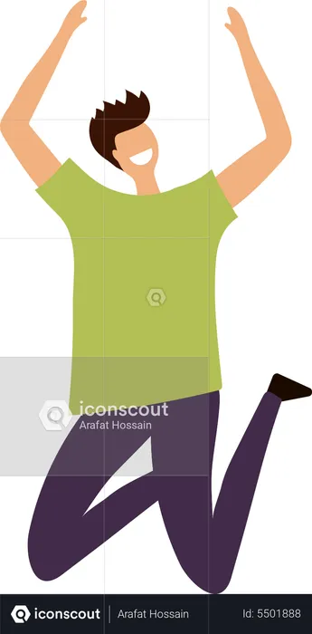 Boy Jumping In Air  Illustration
