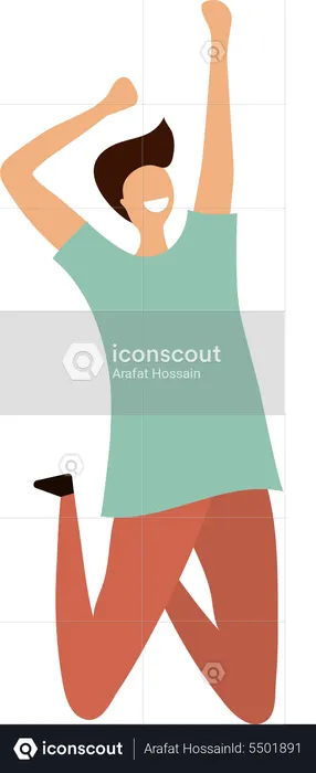 Boy Jumping In Air  Illustration