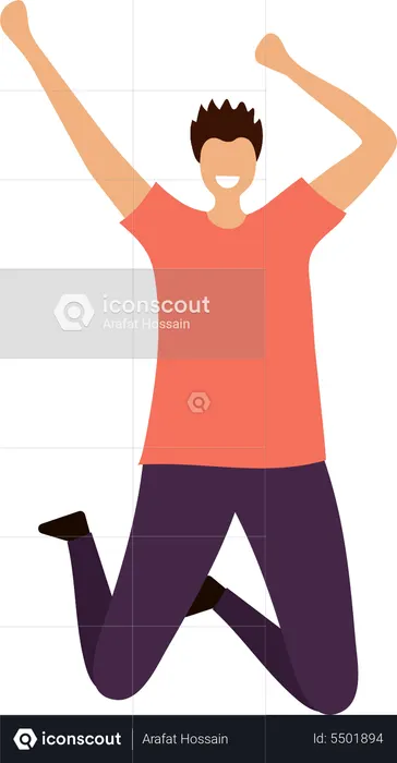 Boy Jumping In Air  Illustration