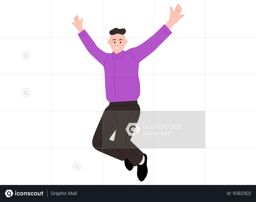 Boy Jumping In Air  Illustration