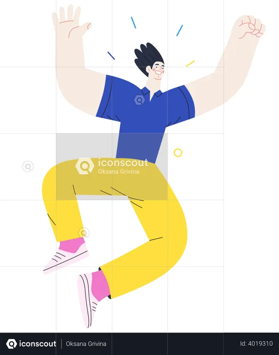 Boy jumping in happiness  Illustration