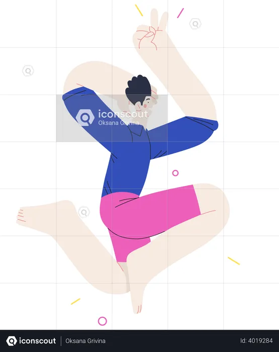 Boy jumping in joy  Illustration